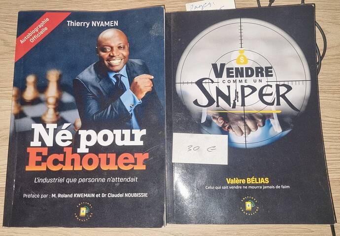 Page de couverture : « Né pour échouer » et « Vendre comme un sniper », achetés le 3 juin 2023.